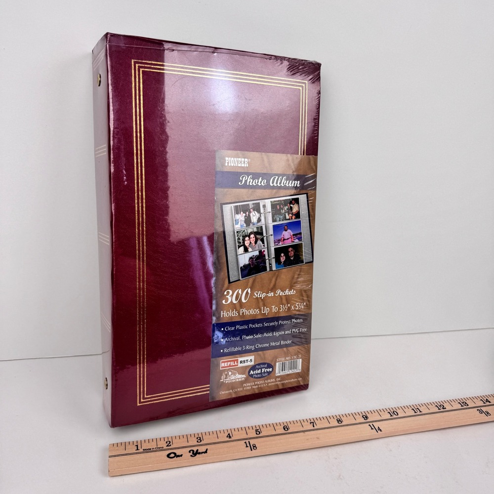 Vtg 2001 Pioneer Photo Album 3 Ring Binder Sealed Maroon Gold Accents READ